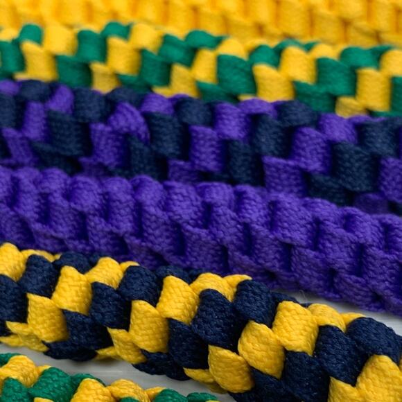 20 New Handmade Boondoggle Woven Stretchy Navy Blue Green Shoelace Keychains - Picture 2 of 3